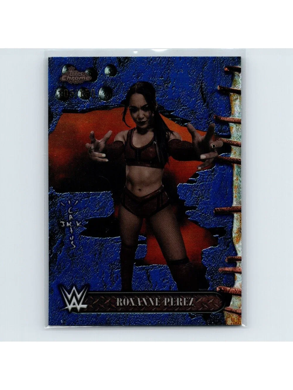 2025 Topps Chrome WWE x Cactus Jack Roxanne Perez #27 Blue #/150